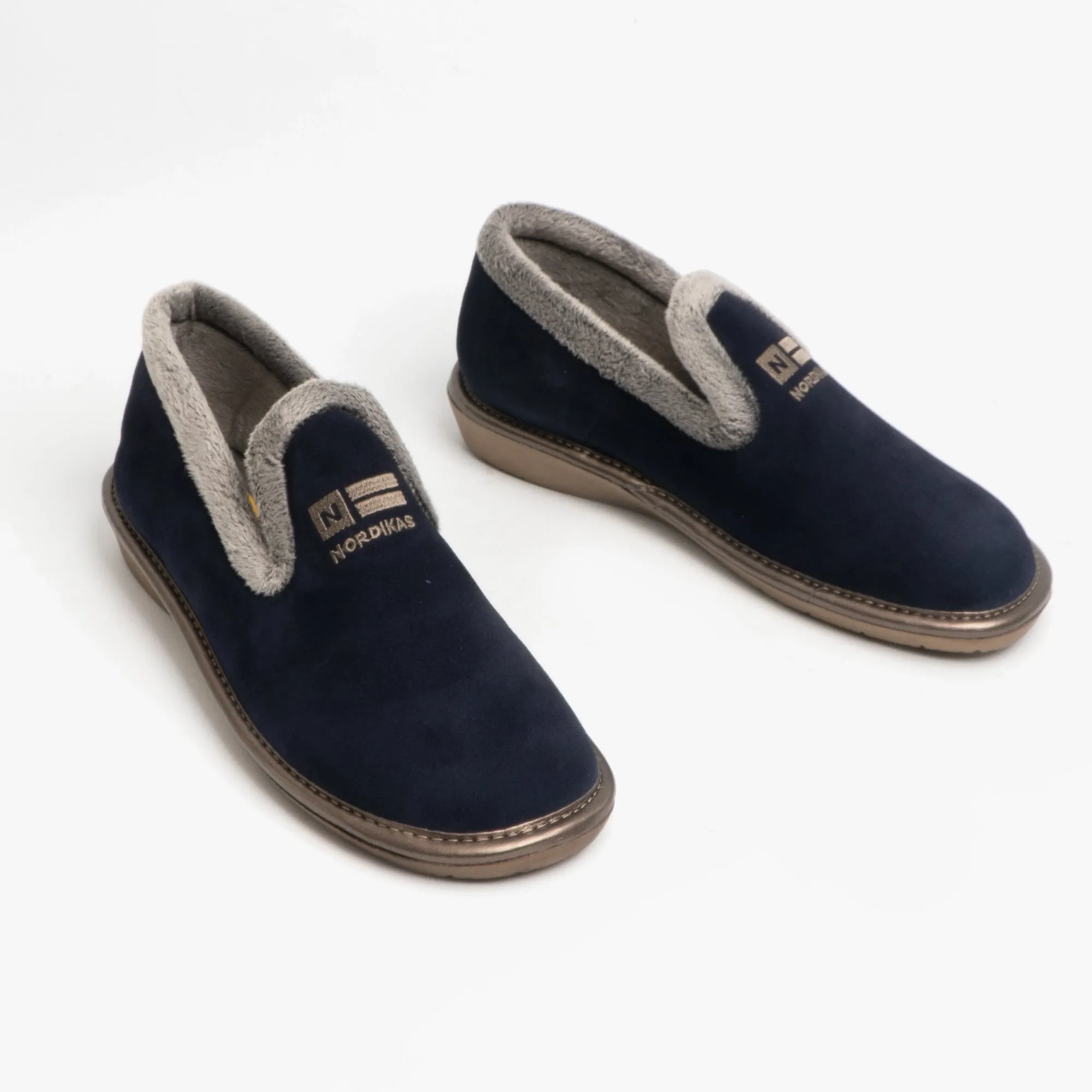 305 (AFELPADO) Ladies Suede Full Slippers Marine Blue