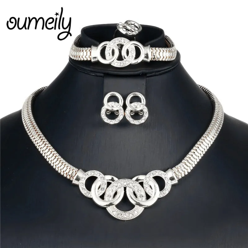 African Jewelry Set Dubai Gold Silver Jewelry Sets For Women