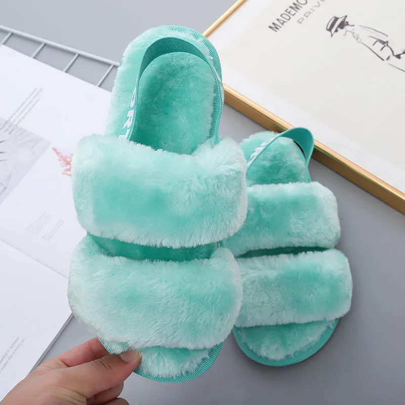 *APP EXCLUSIVE* Faux Fur Open Toe Slippers