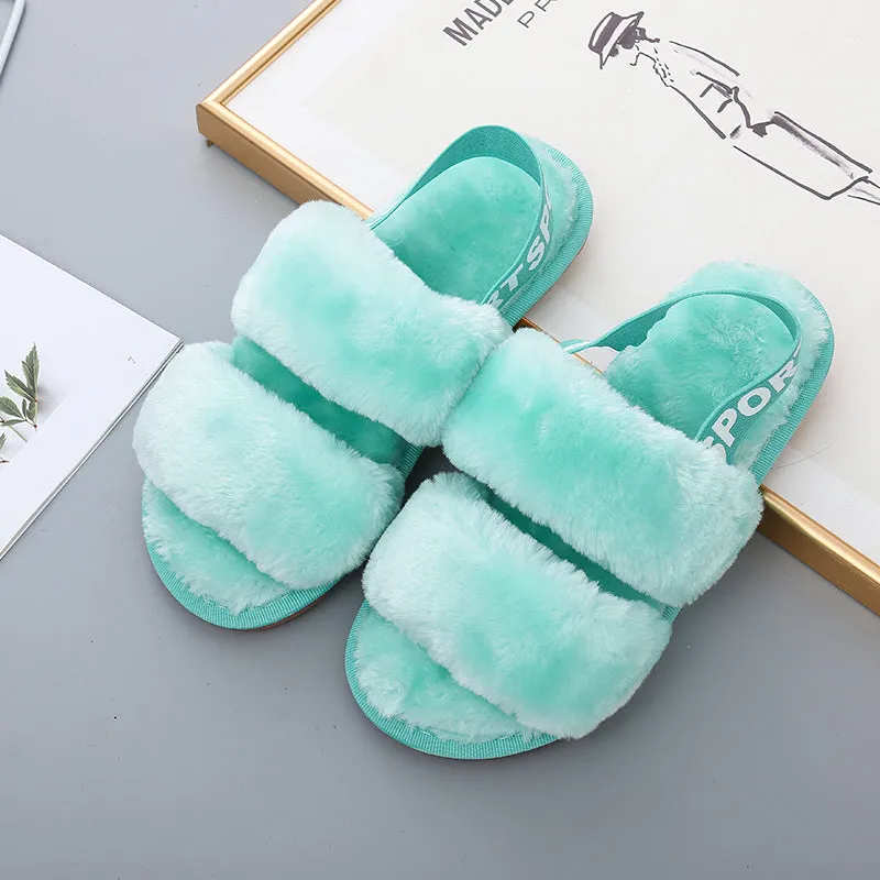 *APP EXCLUSIVE* Faux Fur Open Toe Slippers