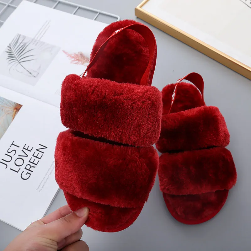 *APP EXCLUSIVE* Faux Fur Open Toe Slippers