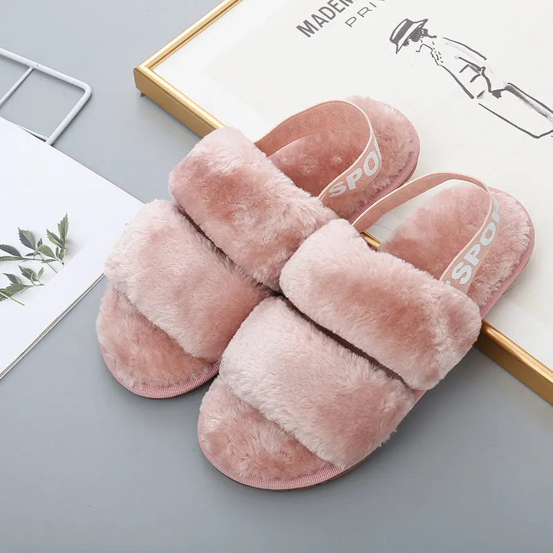 *APP EXCLUSIVE* Faux Fur Open Toe Slippers