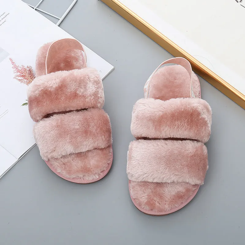 *APP EXCLUSIVE* Faux Fur Open Toe Slippers