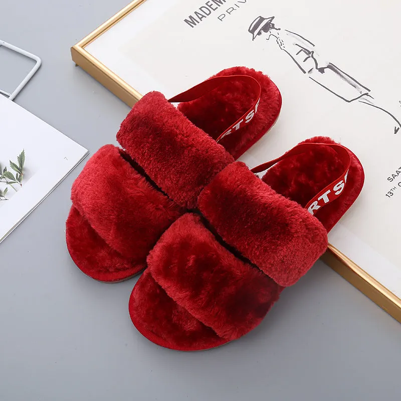 *APP EXCLUSIVE* Faux Fur Open Toe Slippers