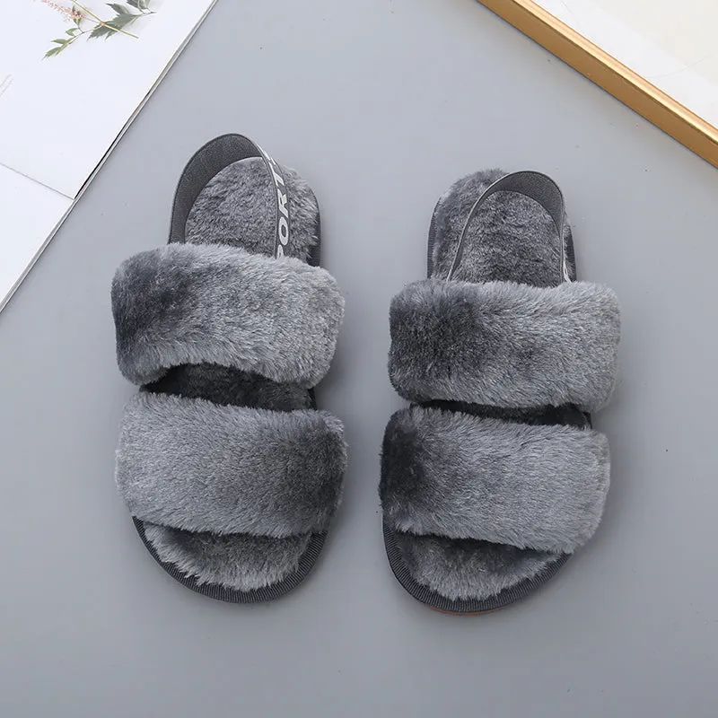 *APP EXCLUSIVE* Faux Fur Open Toe Slippers