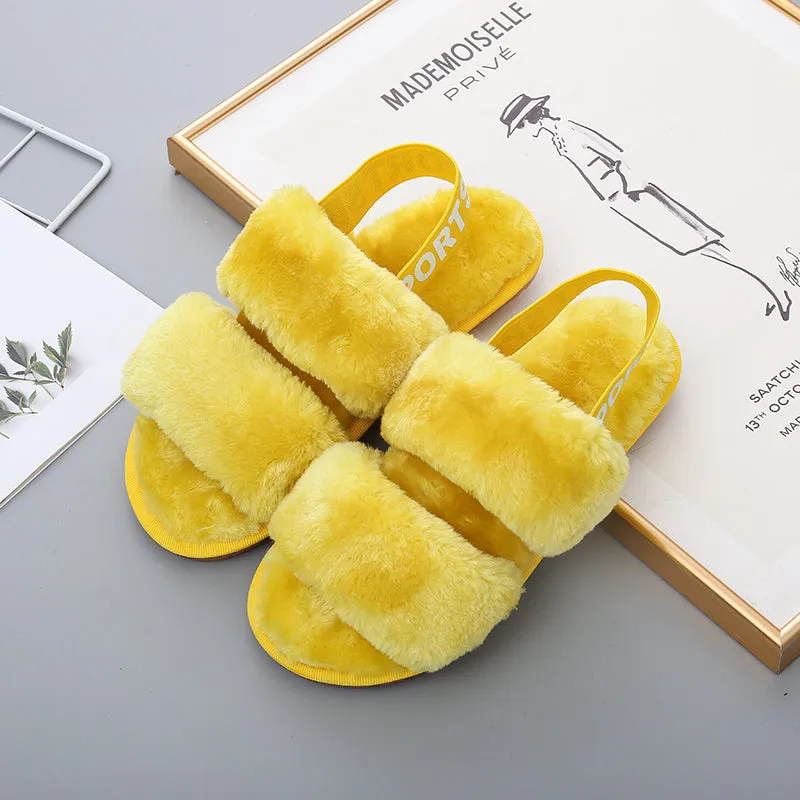 *APP EXCLUSIVE* Faux Fur Open Toe Slippers