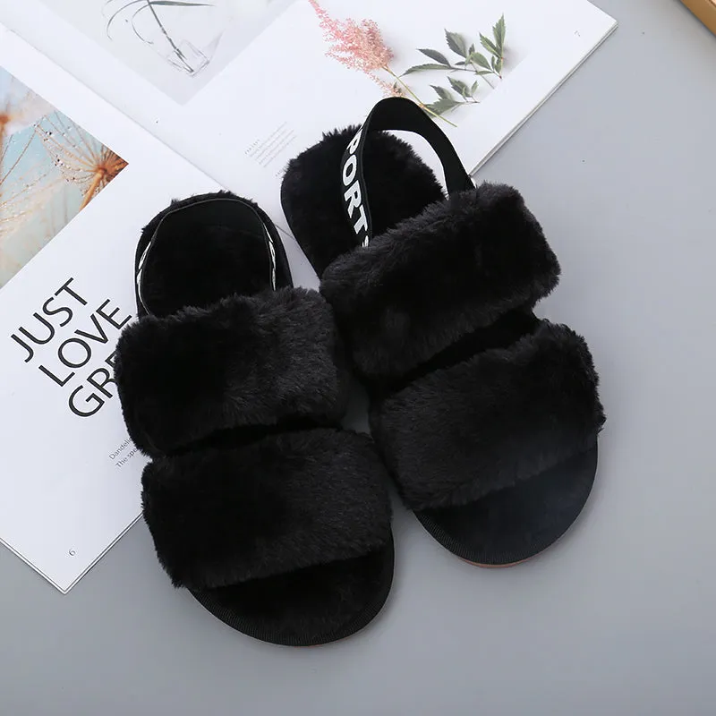 *APP EXCLUSIVE* Faux Fur Open Toe Slippers