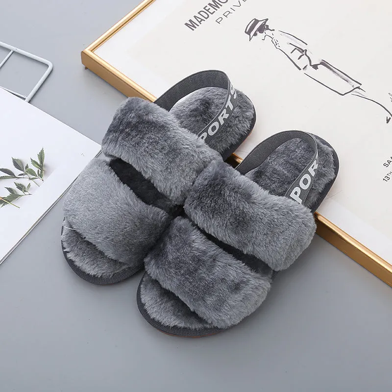 *APP EXCLUSIVE* Faux Fur Open Toe Slippers