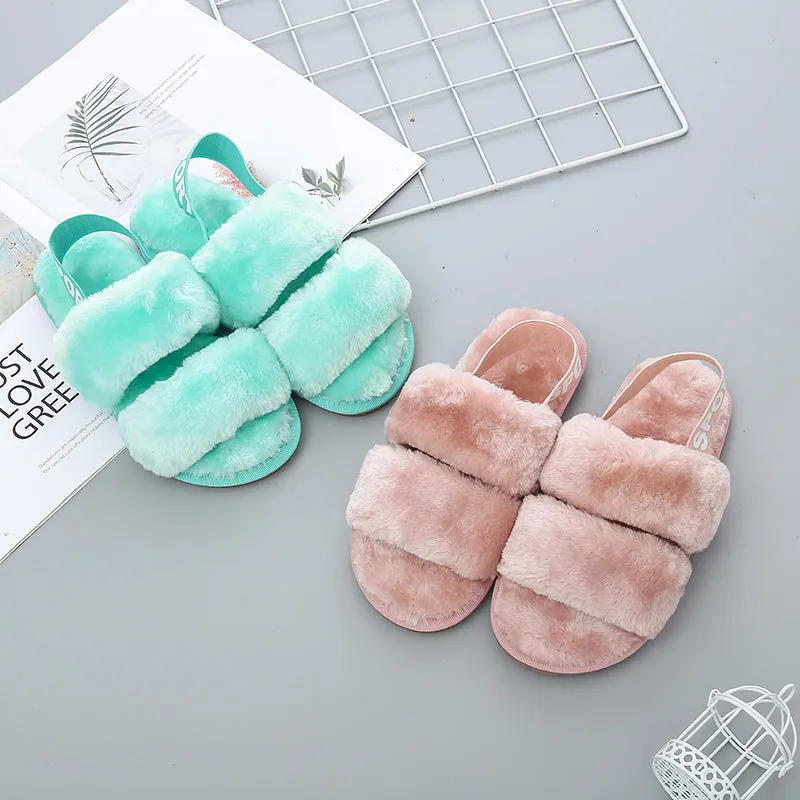 *APP EXCLUSIVE* Faux Fur Open Toe Slippers