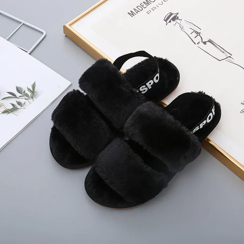 *APP EXCLUSIVE* Faux Fur Open Toe Slippers