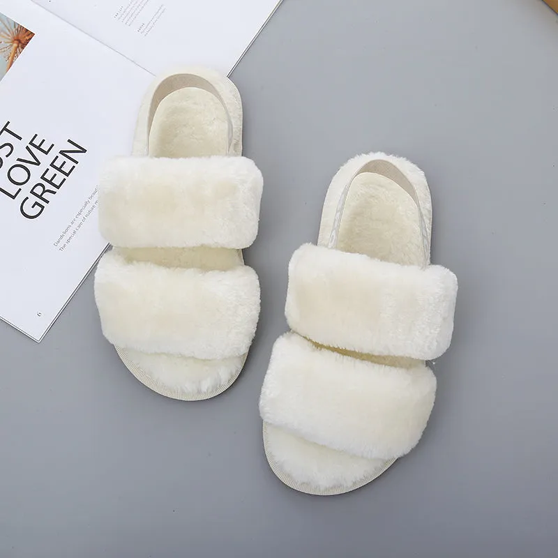 *APP EXCLUSIVE* Faux Fur Open Toe Slippers