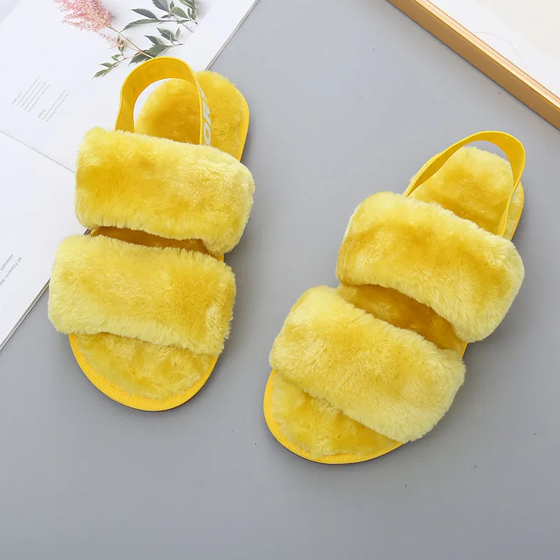 *APP EXCLUSIVE* Faux Fur Open Toe Slippers