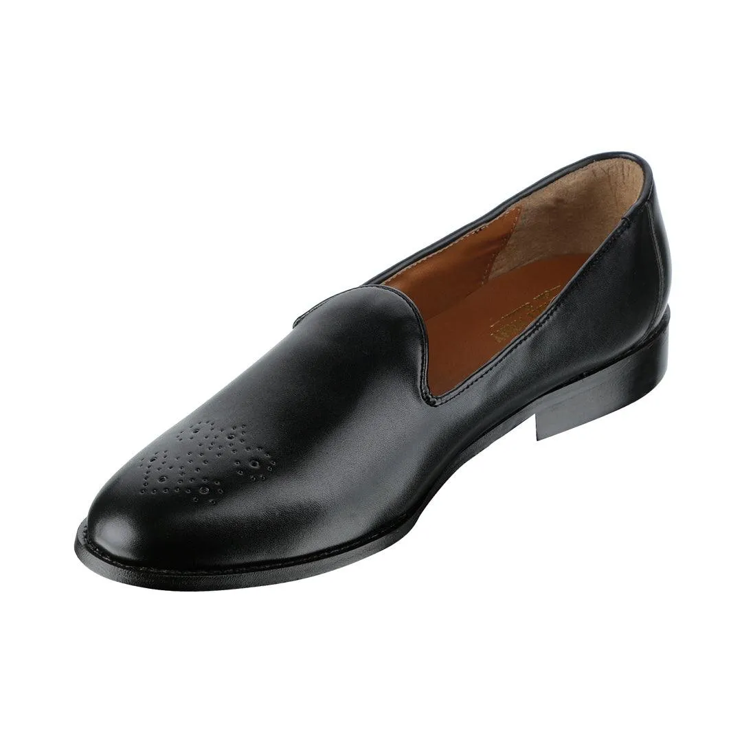 Assisi Timeless Medallion Toe Black Slipper Shoes