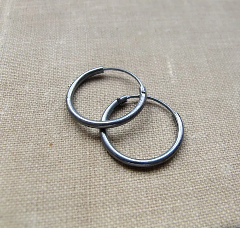 Big Hoop Earrings in Sterling Silver for Men