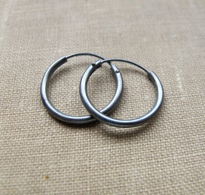 Big Hoop Earrings in Sterling Silver for Men