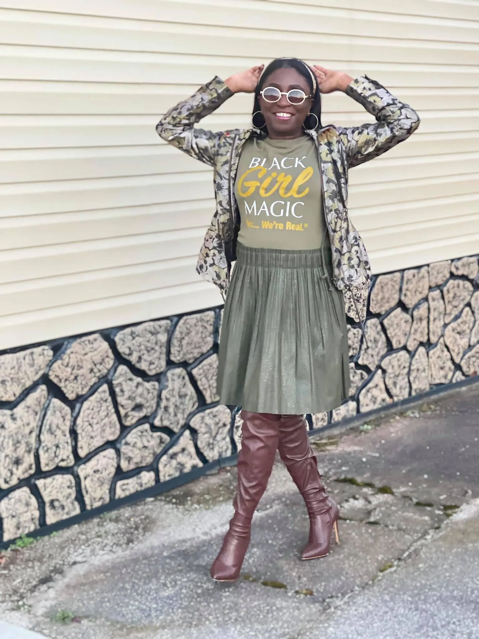 BLM - Black Girl Magic Shirt - Military Green