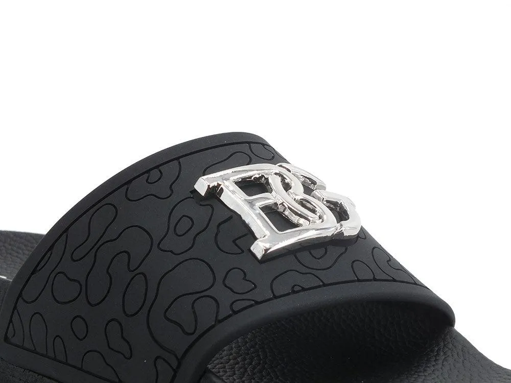 BLUGIRL Blumarine Chic 1 Ciabatta Slipper Logo Black Nero Silver 6A2501EX028