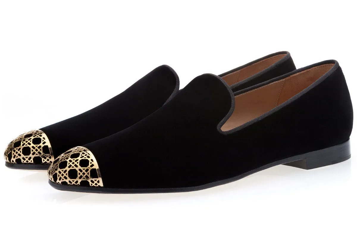 CARRAWAY VELOUR BLACK SLIPPERS