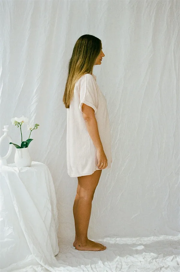 Cosy PJ Shirt Dress - Musk