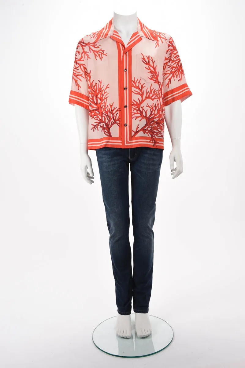 Dolce & Gabbana Red Silk Habotai Hawaiian Shirt 40