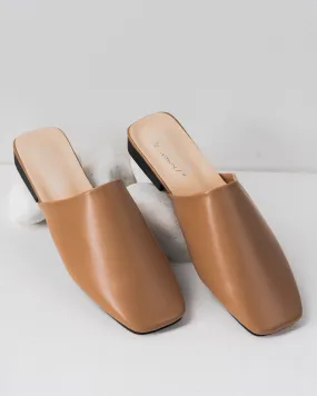 Elegant Brown Flats Mules Women Square Toe Flat 2787 - حذاء