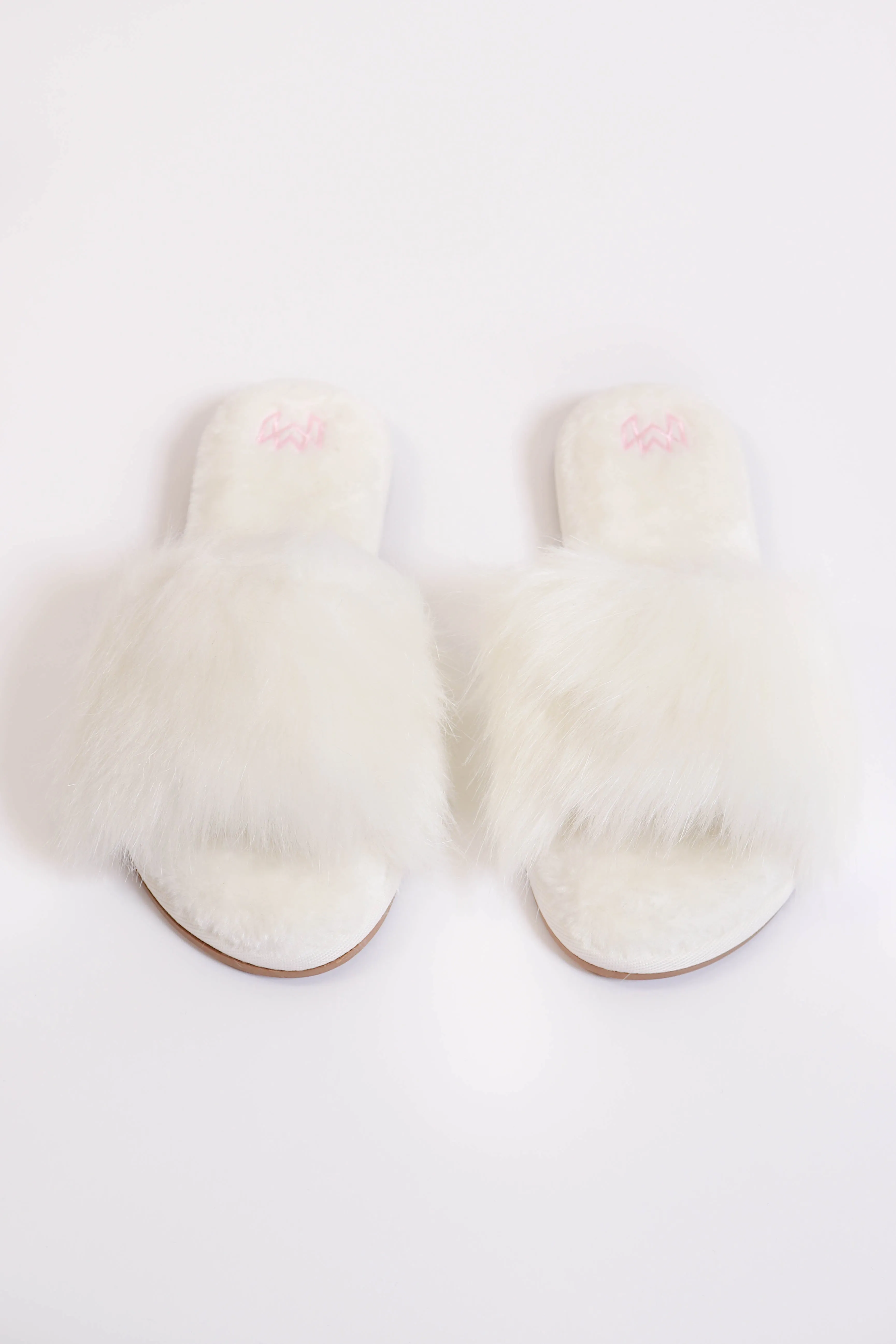 Faux Fur White Slippers