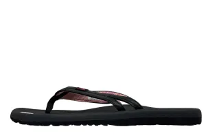 Flojos Women's Black Slippers With A Touch Of Pink