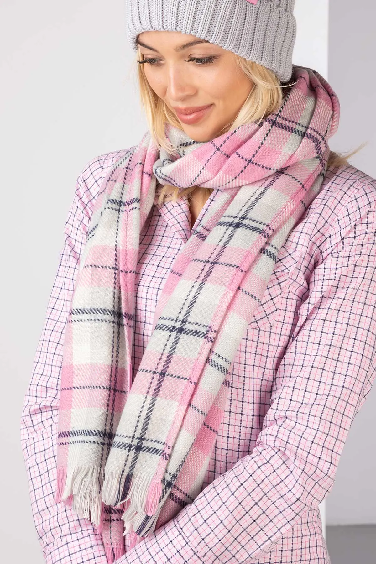 Ladies Checked Scarf - Polly