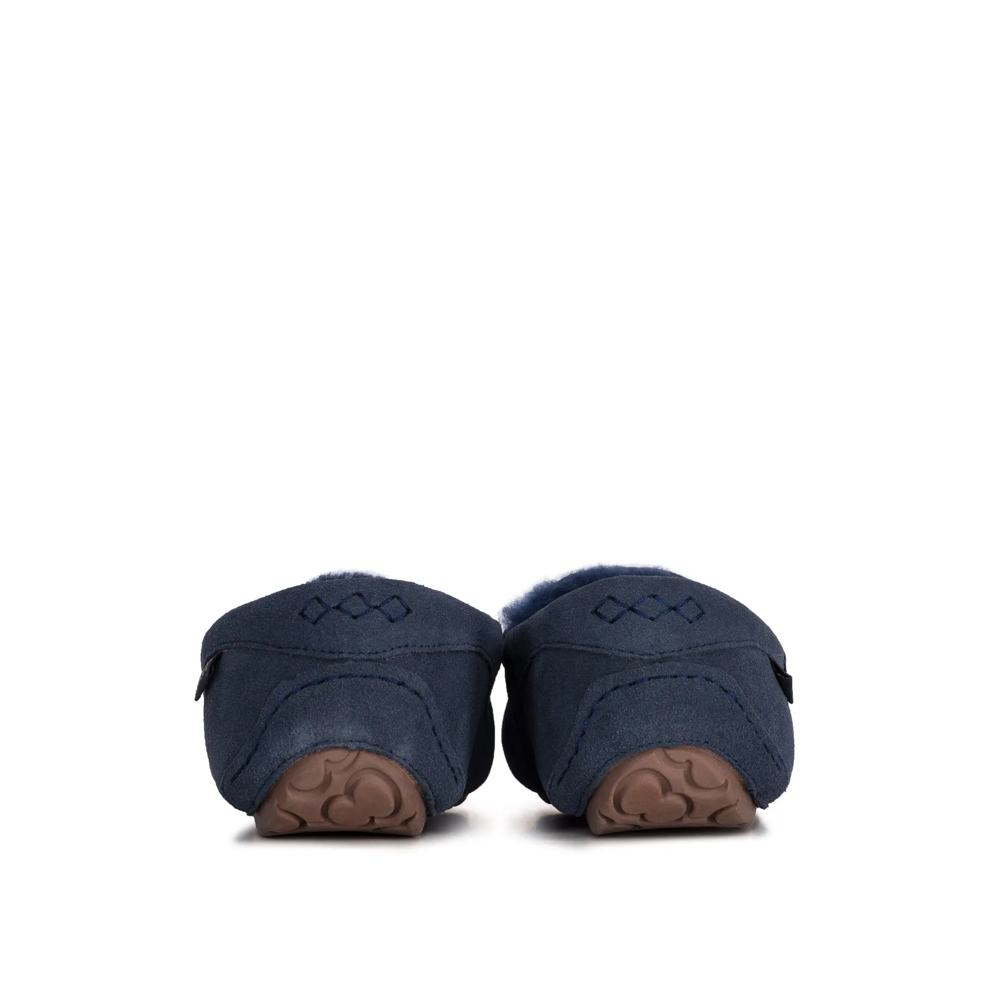 LADIES EVIE NAVY SHEEPSKIN SLIPPER MOCCASIN