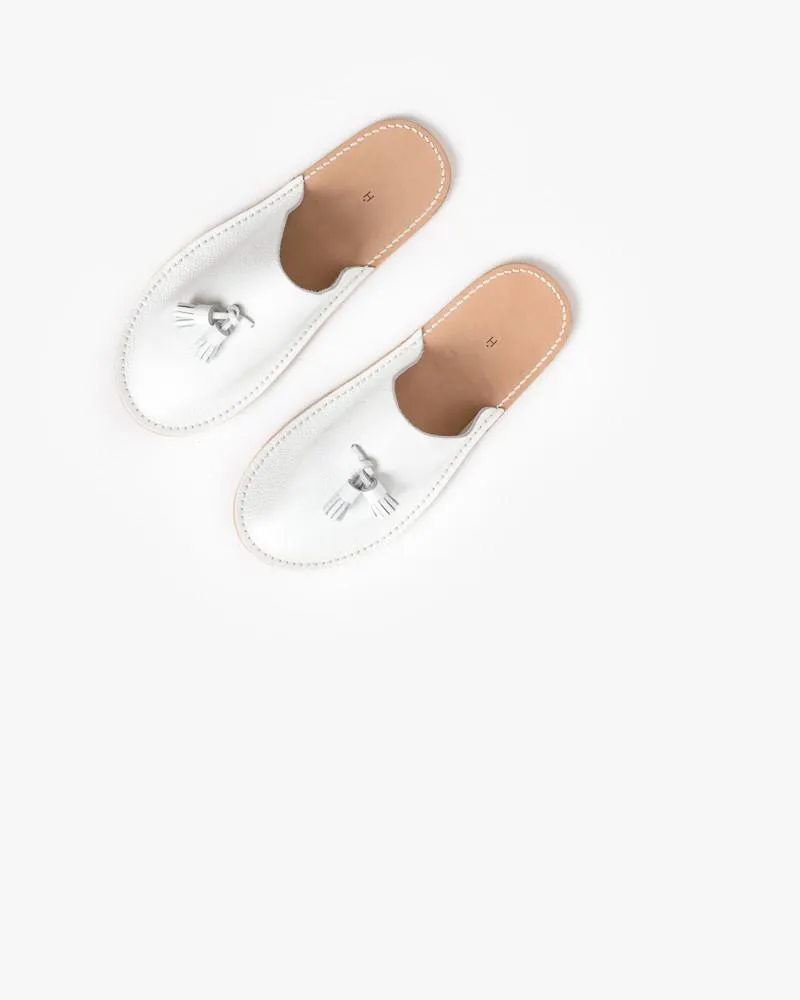 Leather Slipper in White