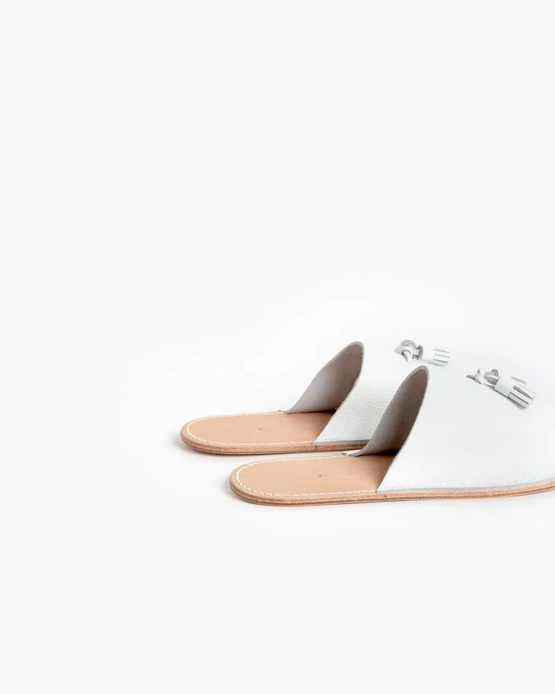 Leather Slipper in White