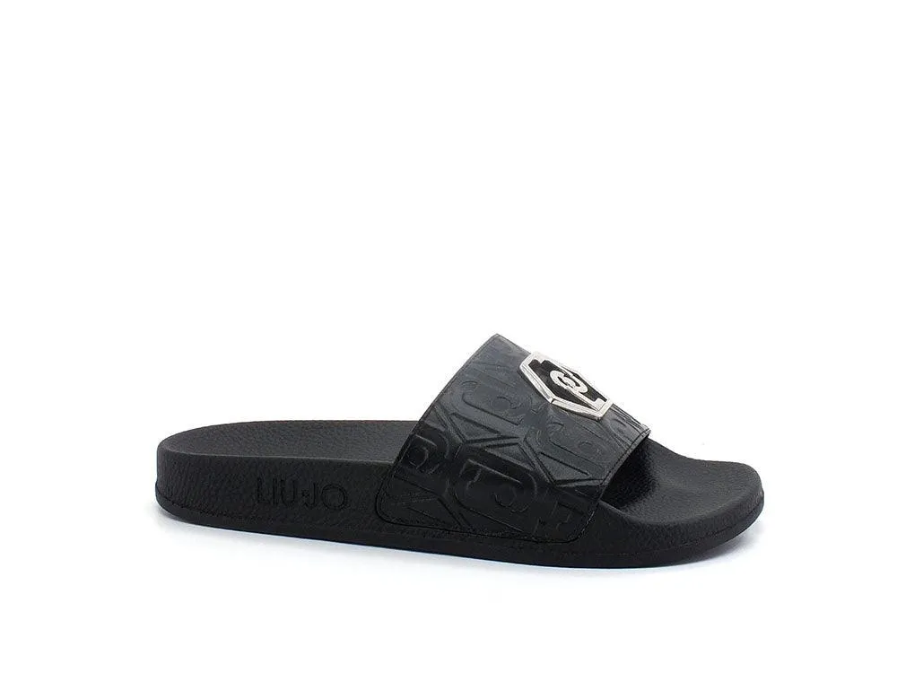 LIU JO Kos 01 Ciabatta Slipper Spreading Logo Black BA2173EX098