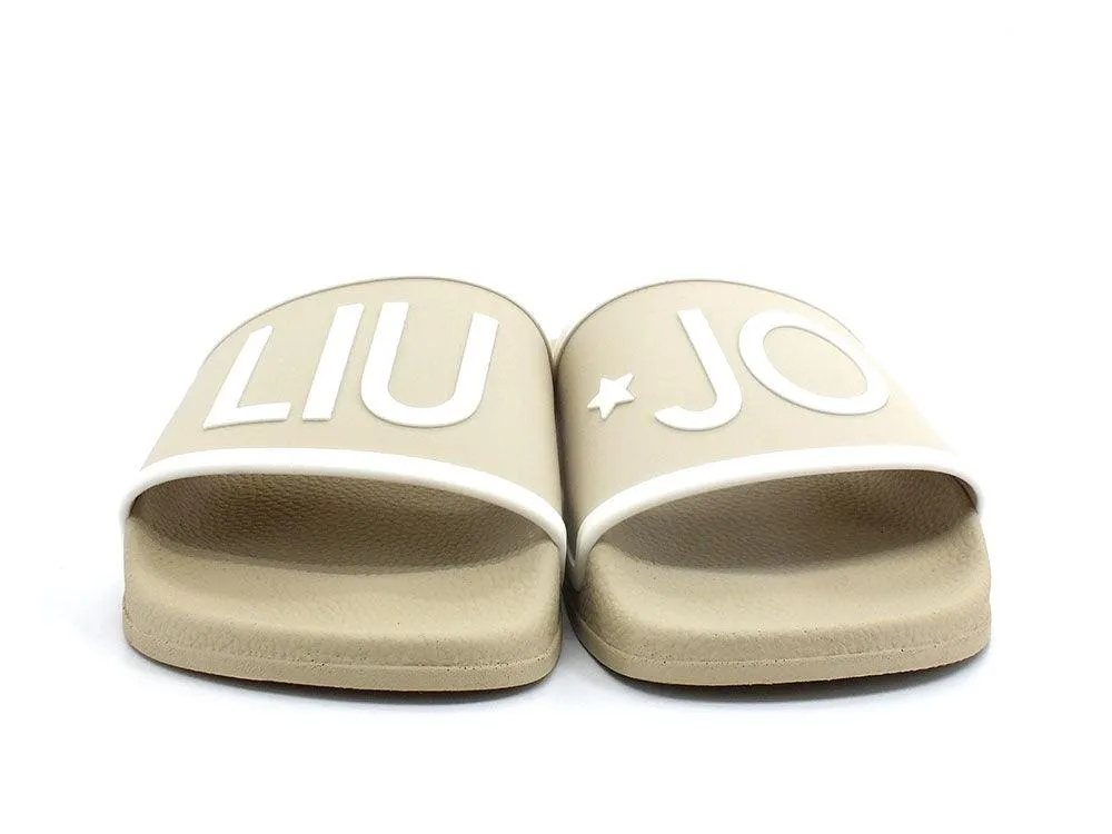 LIU JO Kos 02 Ciabatta Slipper Logo Beige Milk BA2169EX028