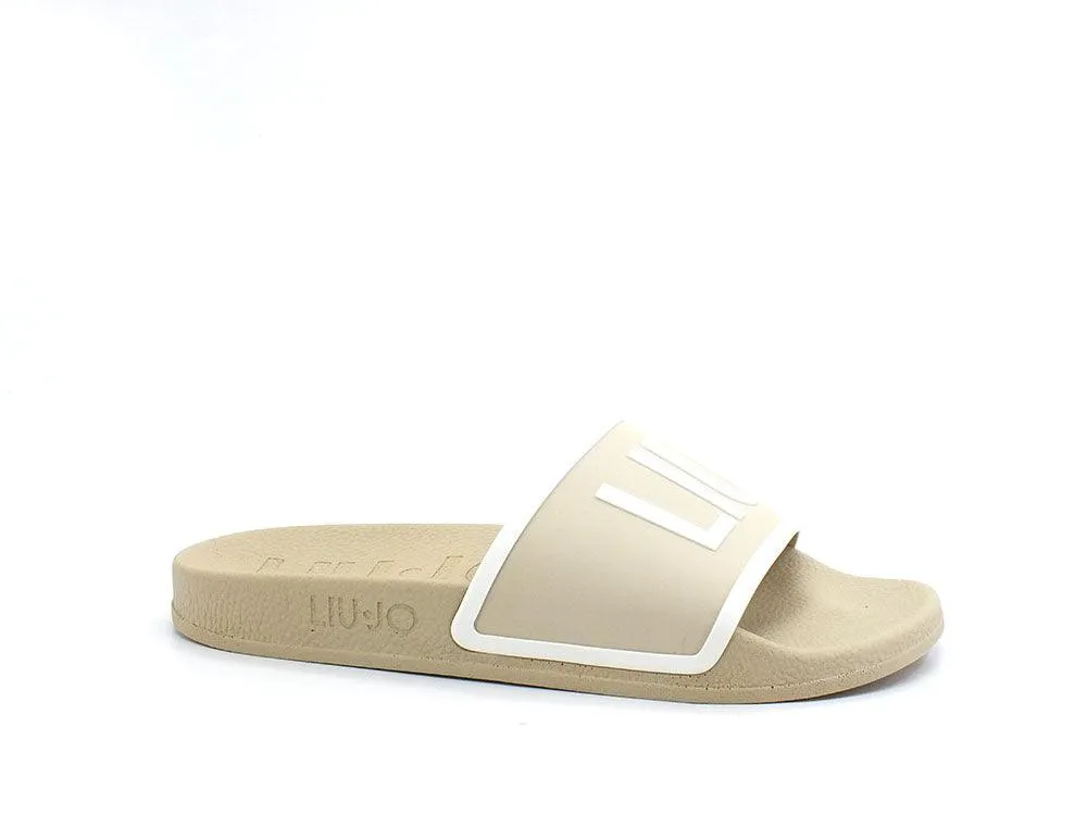 LIU JO Kos 02 Ciabatta Slipper Logo Beige Milk BA2169EX028