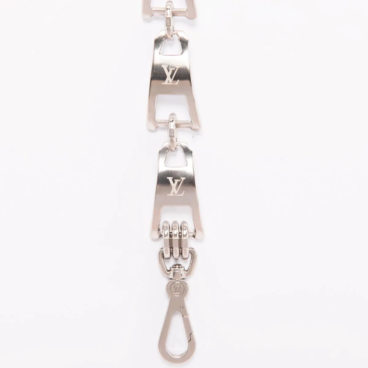 Louis Vuitton Silver Logo Zipper Link Bracelet