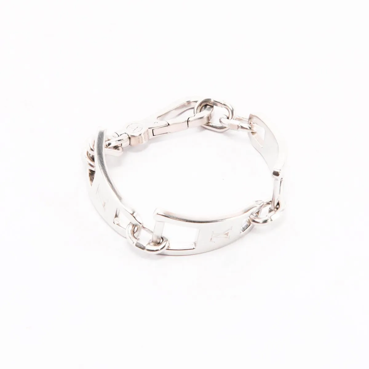 Louis Vuitton Silver Logo Zipper Link Bracelet