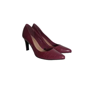 Marks & Spencer Maroon Croc-textured Pumps | Like New |