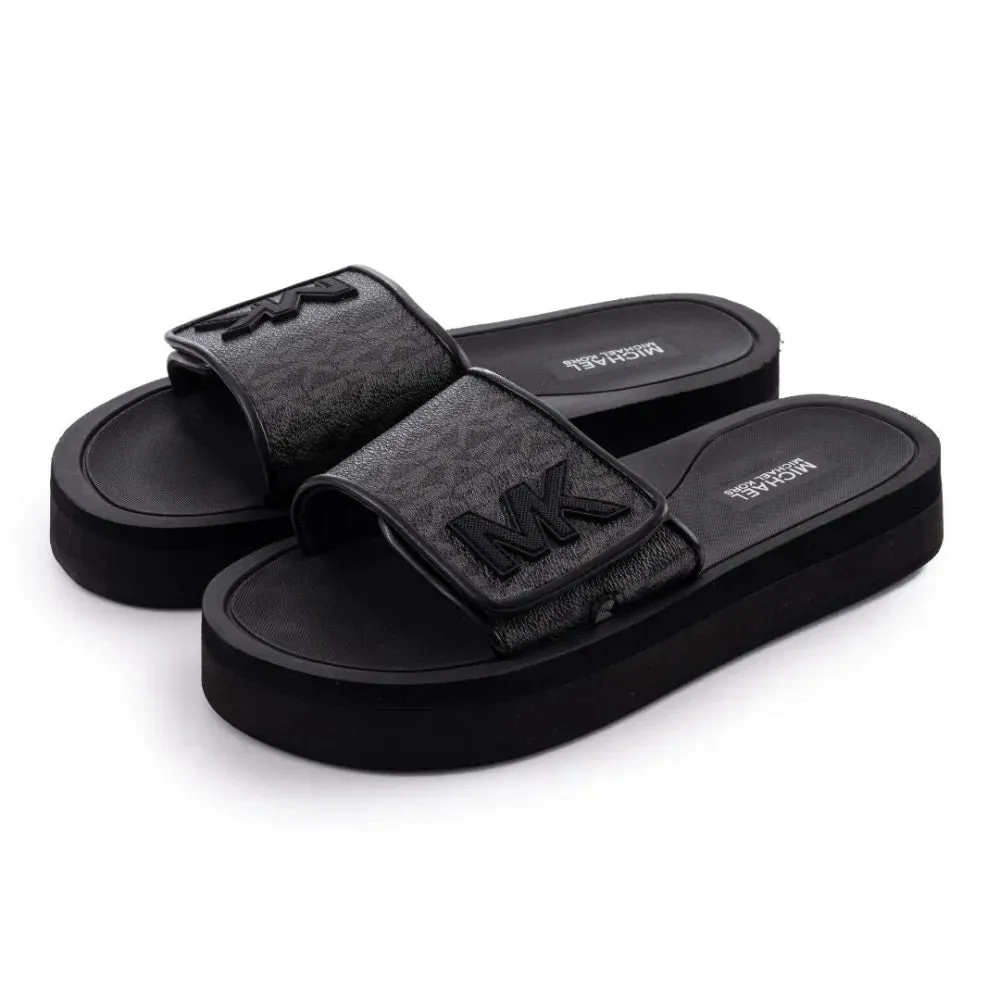 Michael Kors Monogram Wedge Slides Women - BLK