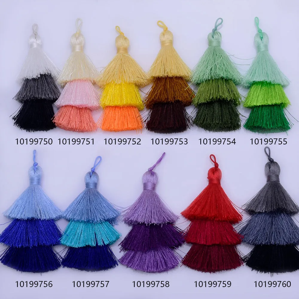 Polyester Ombre Tassels Layered Tiered Tassel Earrings pendant Jewelry Gift for Women 2pc 10199751