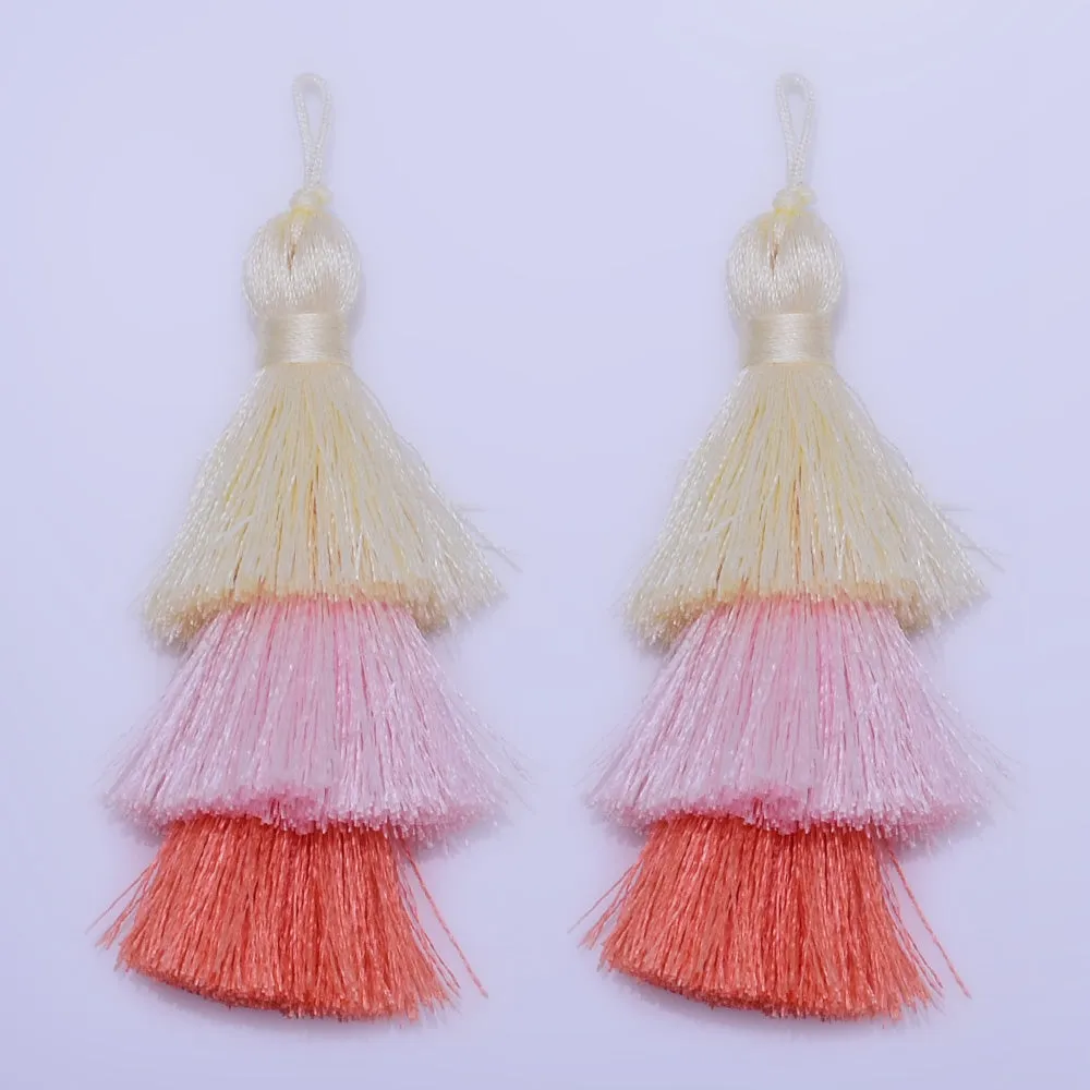 Polyester Ombre Tassels Layered Tiered Tassel Earrings pendant Jewelry Gift for Women 2pc 10199751