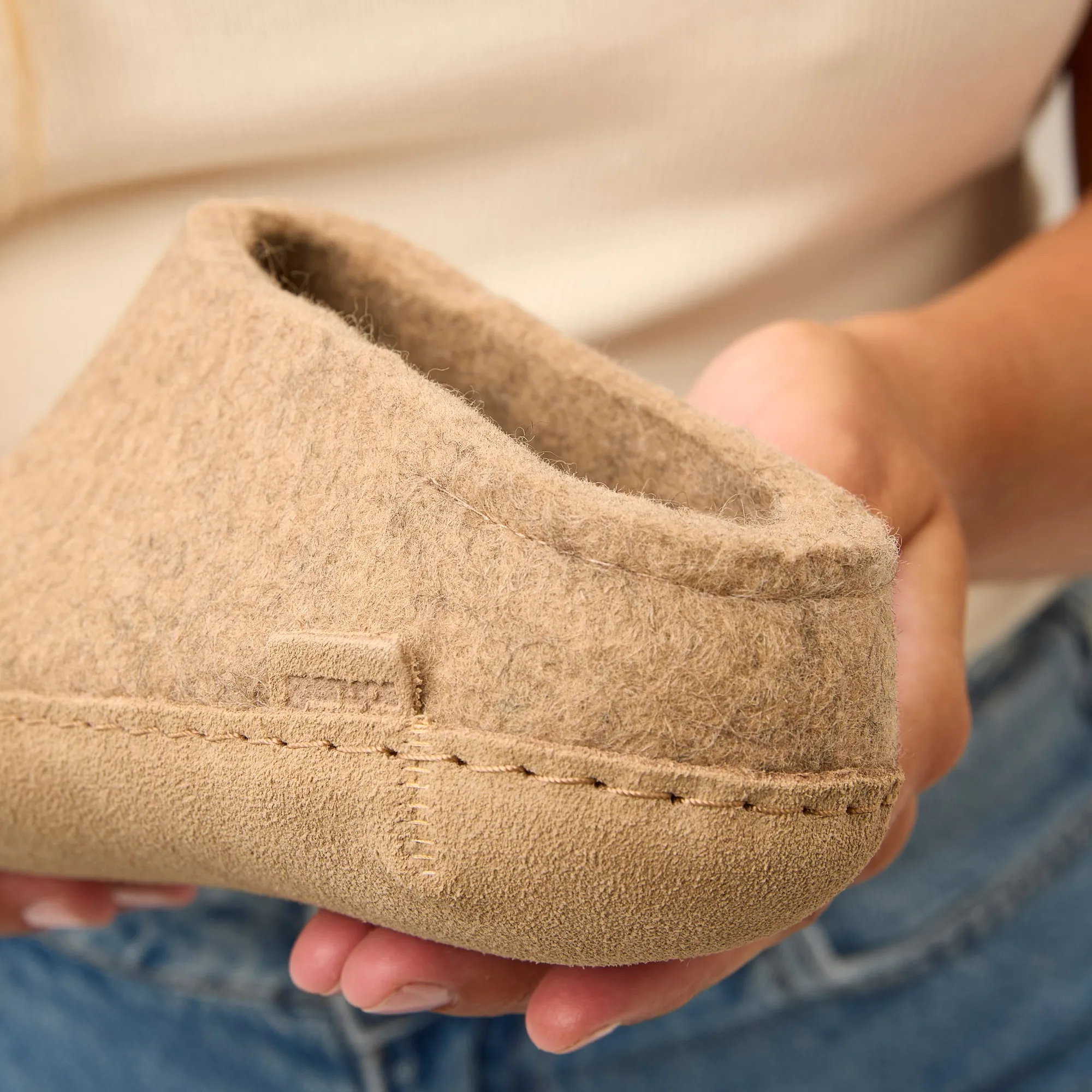 Slip-on with leather sole - Sand