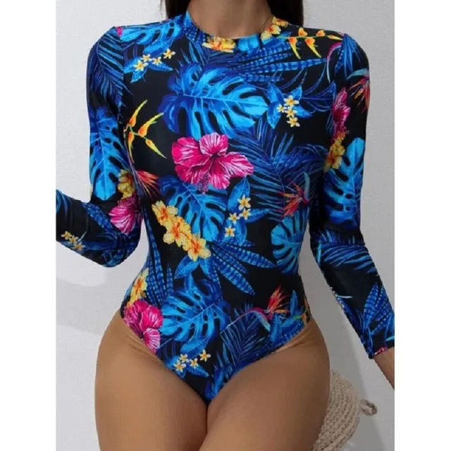 Surfing Swimsuit For Women 2022 Bikini Long Sleeve Swimwear Tiger Print Push Up Summer Bath Suit Two Piece Bandeau Biquini