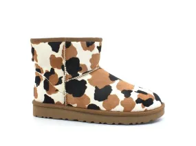 UGG W Classic Mini Cow Print Stivaletto Pelo Chestnut W1123353