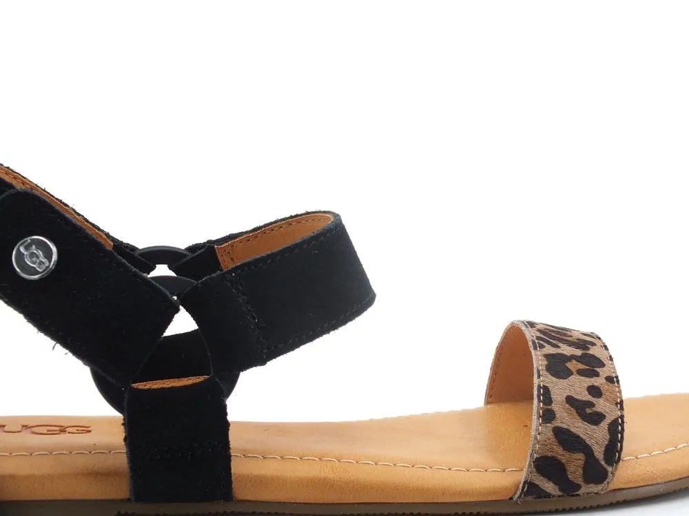 UGG W Ryneel Leopard Sandalo Pelle Black Tan W1118470