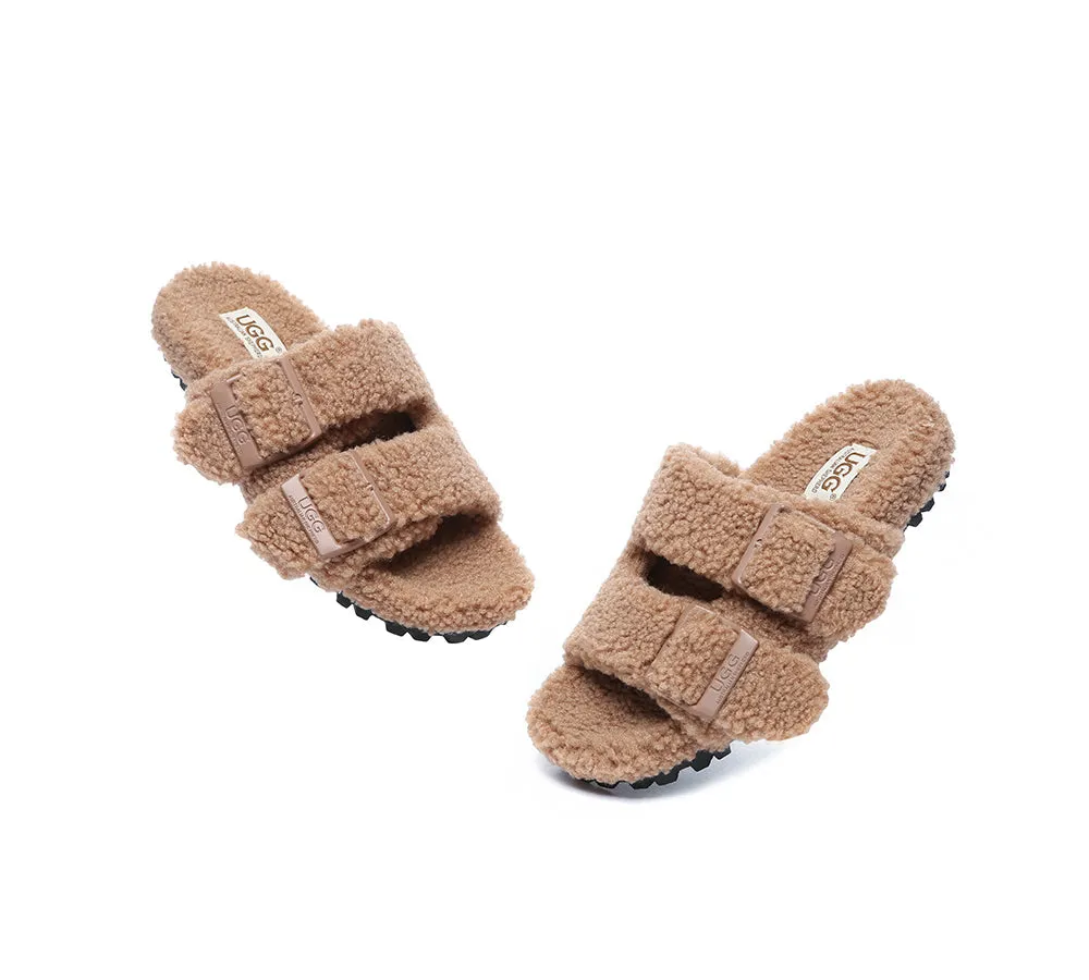 UGG Women Shearling Buckle Sandal Slides Jennie