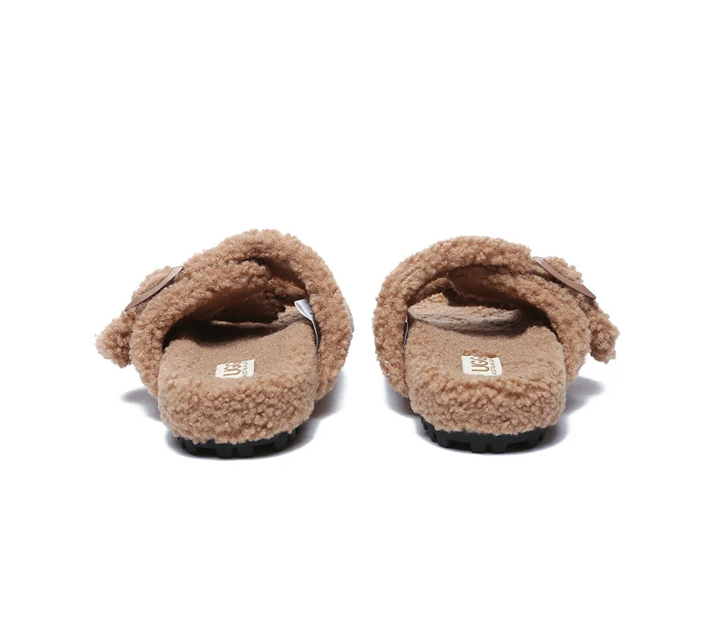 UGG Women Shearling Buckle Sandal Slides Jennie