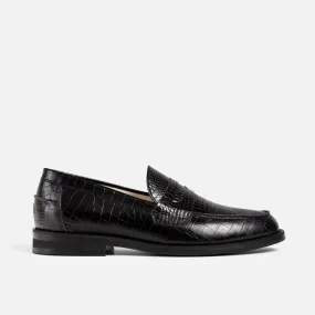 Wilde Black Croc Penny Loafer - Men's