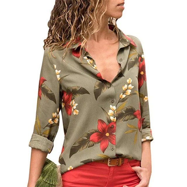 Women Blouses 2020 Fashion Long Sleeve Turn Down Collar