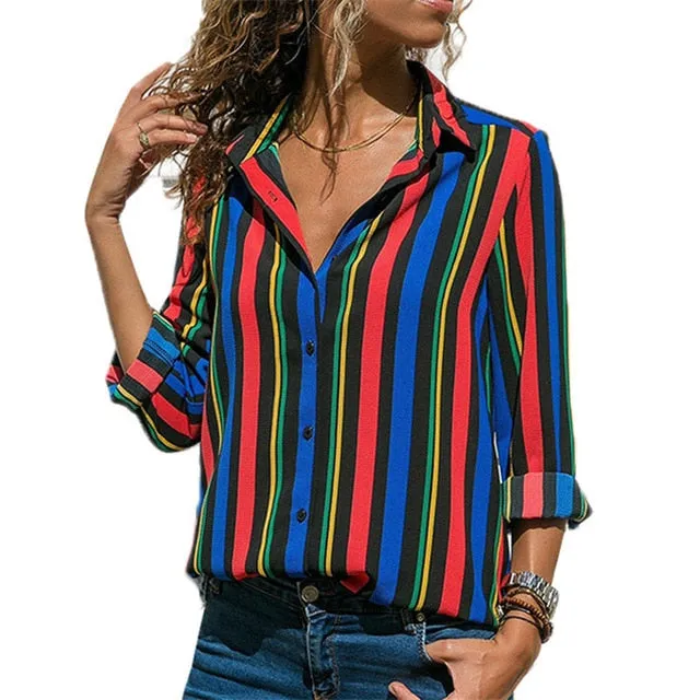 Women Blouses 2020 Fashion Long Sleeve Turn Down Collar