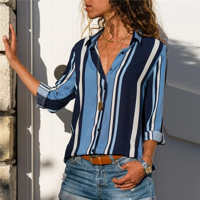 Women Blouses 2020 Fashion Long Sleeve Turn Down Collar